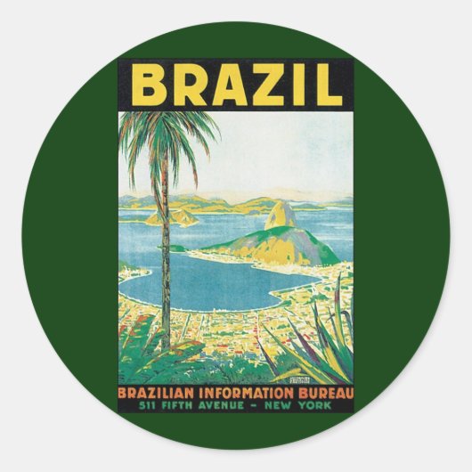 Vintage Travel Rio de Janeiro Ronde Sticker (Voorkant)