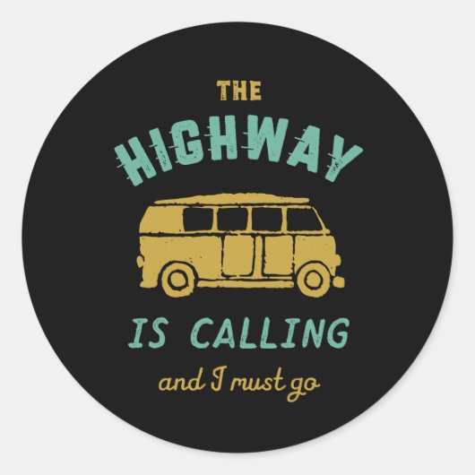 Vintage Travel Road Trip the Highway Ronde Sticker (Voorkant)