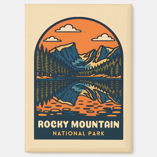 Vintage Travel Rocky Mountain National Park Retro Magneet (Voorkant)