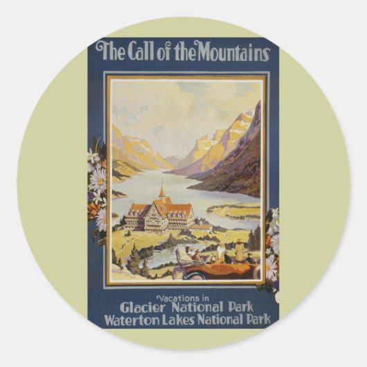 Vintage Travel Ronde Sticker (Voorkant)