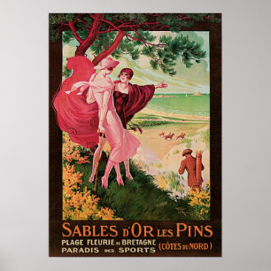 Vintage Travel, Sables d'or les Pins Poster
