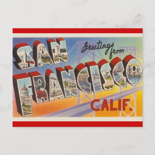 Vintage Travel San Francisco Briefkaart (Voorkant)