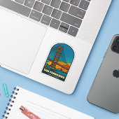 Vintage Travel San Francisco Golden Gate Bridge Sticker (Laptop met iPhone)