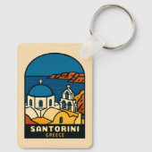 Vintage Travel Santorini Greece Retro Seaside Sleutelhanger (Achterkant)