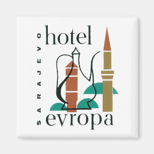 Vintage Travel Sarajevo Hotel Label Magneet