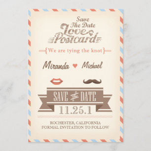 Vintage Travel Save the Date Briefkaart