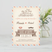 Vintage Travel Save the Date Briefkaart (Staand voorkant)