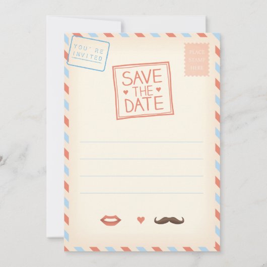 Vintage Travel Save the Date Briefkaart (Achterkant)