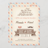 Vintage Travel Save the Date Briefkaart (Voorkant / Achterkant)