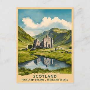 Vintage Travel Scotland Highlands Retro Landschap Briefkaart