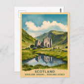 Vintage Travel Scotland Highlands Retro Landschap Briefkaart (Voorkant / Achterkant)
