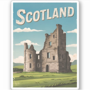 Vintage Travel Scotland Highlands Retro Schilderac Sticker