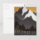 Vintage Travel See America, Montana Briefkaart (Voorkant / Achterkant)