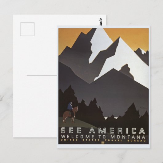 Vintage Travel See America, Montana Briefkaart (Voorkant / Achterkant)