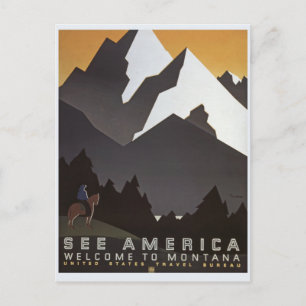 Vintage Travel See America, Montana Briefkaart