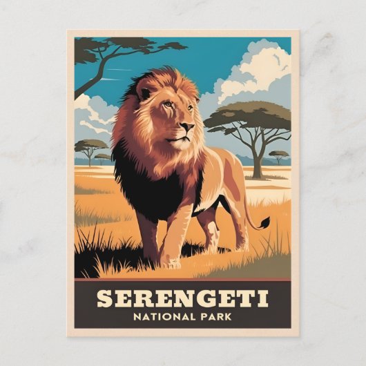 Vintage Travel Serengeti Nationaal Park Tanzania Briefkaart (Voorkant)