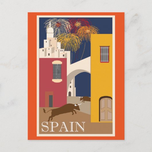 Vintage Travel Spanje Briefkaart (Voorkant)