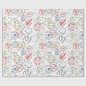 Vintage Travel/Stamps-omslagpapier Cadeaupapier (Vlak)