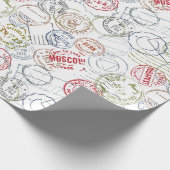 Vintage Travel/Stamps-omslagpapier Cadeaupapier (Hoek)