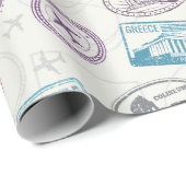 Vintage Travel/Stamps-omslagpapier Cadeaupapier (Rol Hoek)