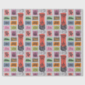 Vintage Travel/Stamps-omslagpapier Cadeaupapier (Vlak)