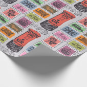 Vintage Travel/Stamps-omslagpapier Cadeaupapier (Hoek)