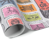 Vintage Travel/Stamps-omslagpapier Cadeaupapier (Rol Hoek)