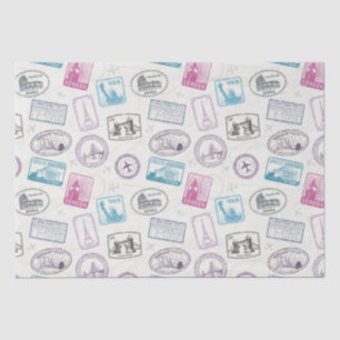 Vintage Travel/Stamps Tissuepapier