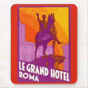 Vintage Travel, Statue Le Grand Hotel Roma, Italië Muismat