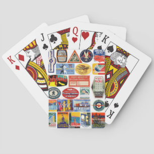 "Vintage Travel Stickers" Pokerkaarten