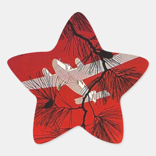 Vintage Travel Stickers Vliegtuig Prop FW Rood (Voorkant)