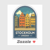 Vintage Travel Stockholm Sweden Old Town Retro Sticker (Vel)