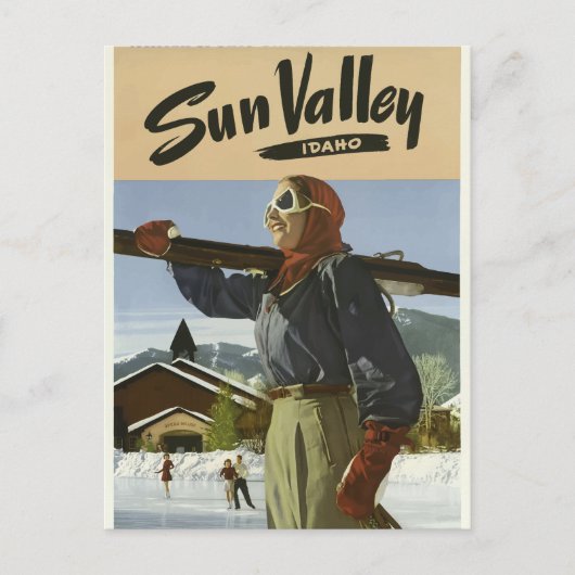 Vintage Travel Sun Valley Idaho Briefkaart (Voorkant)