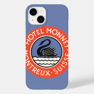 Vintage Travel, Swan Bird Hotel Monney Zwitserland Case-Mate iPhone 14 Hoesje