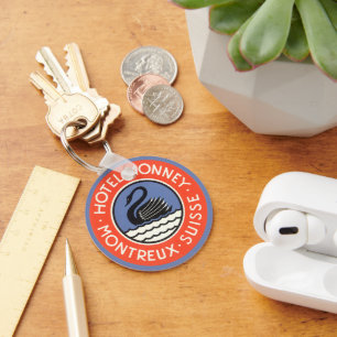 Vintage Travel, Swan Bird Hotel Monney Zwitserland Sleutelhanger
