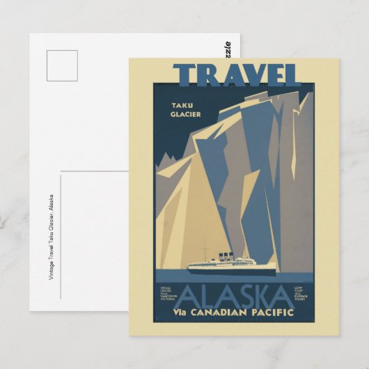 Vintage Travel Taku Glacier, Alaska Briefkaart (Voorkant / Achterkant)