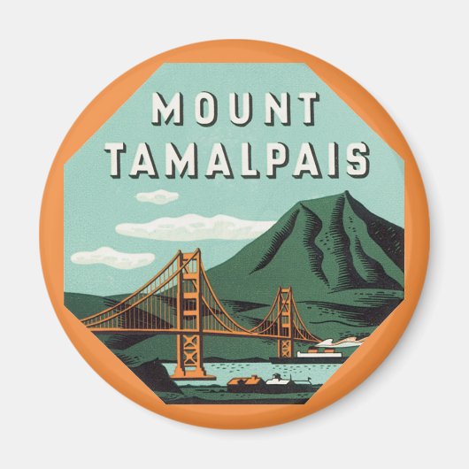 Vintage Travel, Tamalpais Mountain of Mount Tam Magneet (Voorkant)