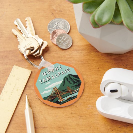 Vintage Travel, Tamalpais Mountain of Mount Tam Sleutelhanger (Bureau)
