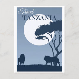 Vintage Travel Tanzania Africa Lion Briefkaart