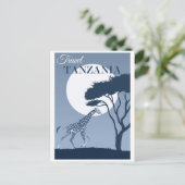 Vintage Travel Tanzania Afrikaanse Giraffe Briefkaart (Staand voorkant)