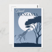 Vintage Travel Tanzania Afrikaanse Giraffe Briefkaart (Voorkant / Achterkant)
