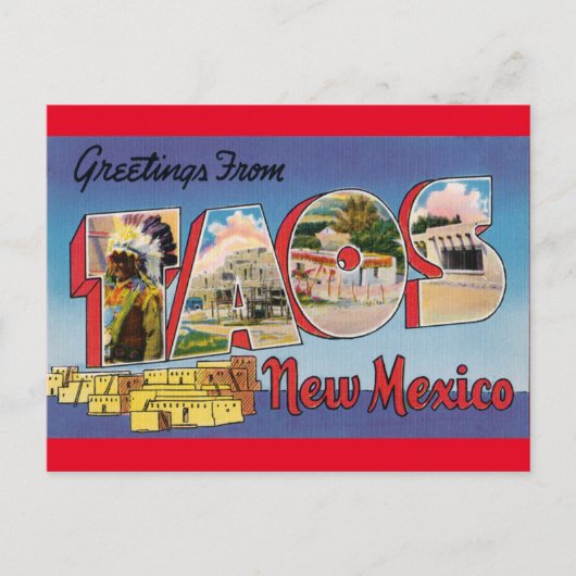 Vintage Travel - TAOS, NIEUW MEXICO Briefkaart (Voorkant)