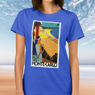 Vintage Travel, Tennis, Sport, Monte Carlo Monaco T-shirt