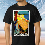 Vintage Travel, Tennis, Sport, Monte Carlo Monaco T-shirt<br><div class="desc">Een  afbeelding van het Europese reisposter of bagageetiket van Monte Carlo in Monaco,  met een paar tennisrackets en een tennistoernooi in de buurt van het strand en het mooie blauwe mediterrane Zee. Liefde en romance voor de tennisrechtbanken. Monte Carlo is de beroemdste van zijn casino,  Le Grand Casino.</div>
