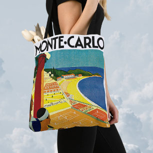 Vintage Travel, Tennis, Sport, Monte Carlo Monaco Tote Bag