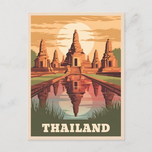 Vintage Travel Thailand Boeddhistische Tempel Zons Briefkaart (Voorkant)
