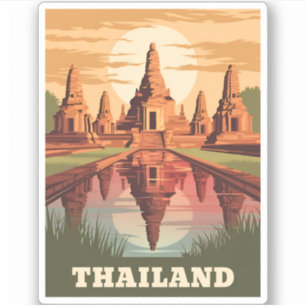 Vintage Travel Thailand Boeddhistische Tempel Zons Sticker