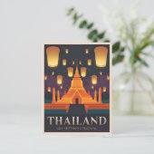 Vintage Travel Thailand Lantern Festival Retro Briefkaart (Staand voorkant)