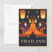 Vintage Travel Thailand Lantern Festival Retro Briefkaart (Voorkant / Achterkant)