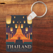Vintage Travel Thailand Lantern Festival Retro Sleutelhanger (Achterkant)